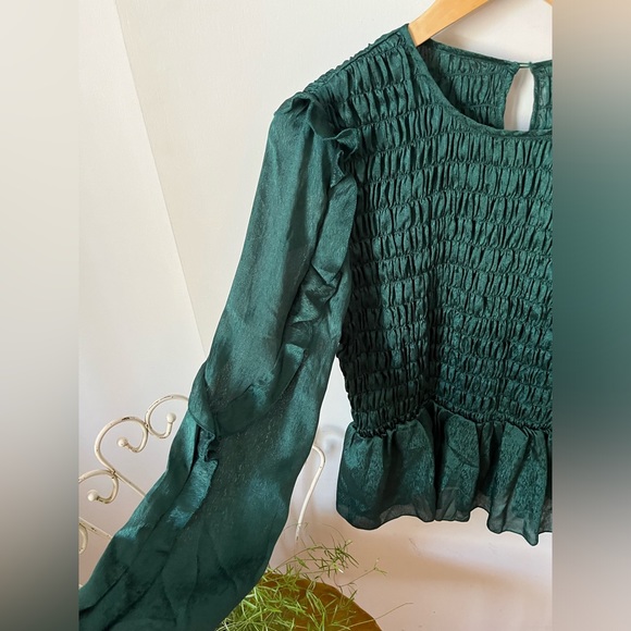 By the River dark emerald green long sleeve top, Sz L - Picture 4 of 6